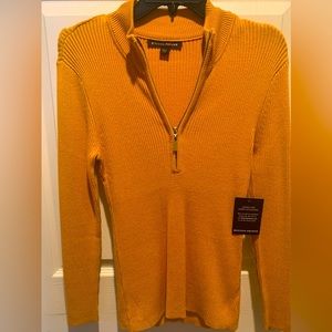 Boston Proper mustard color half zip sweater, size L.
